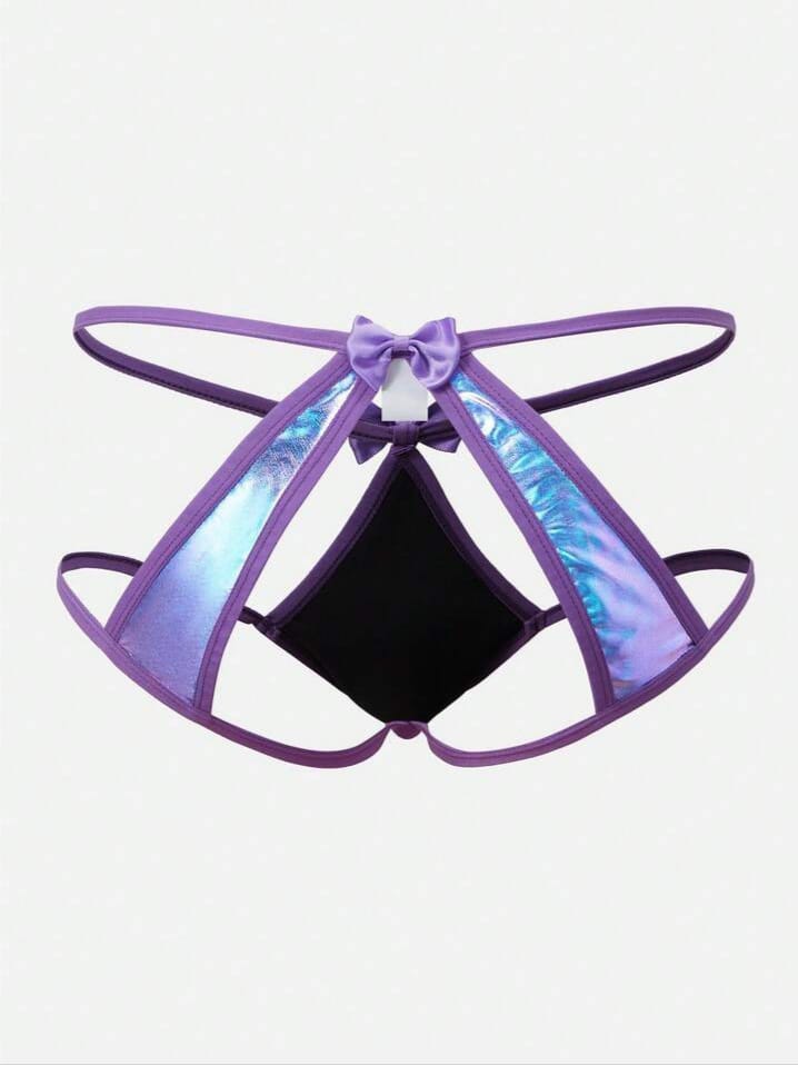 FANDY Men's DrisQ Laser Cut Out Bow Decor Briefs Underwear